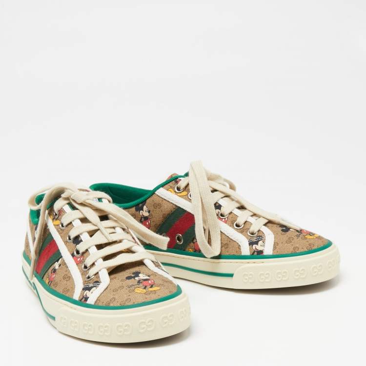 Pre Owned Gucci Tricolor Canvas GG Mickey Sneakers Size 37