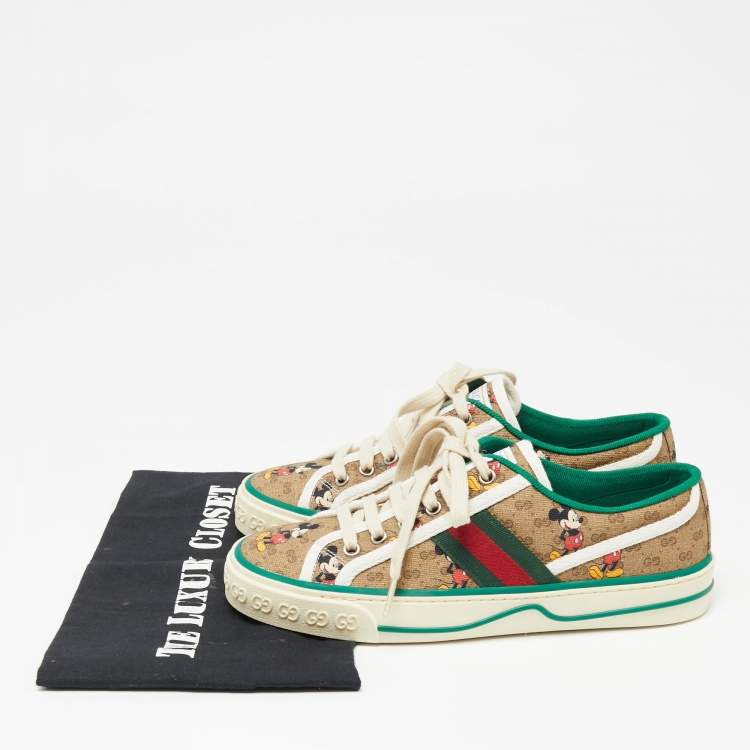 Pre Owned Gucci Tricolor Canvas GG Mickey Sneakers Size 37