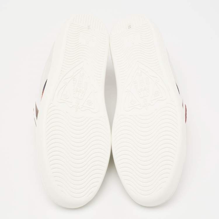 Pre Owned Gucci White Leather And Canvas Ace Sneakers Size 37