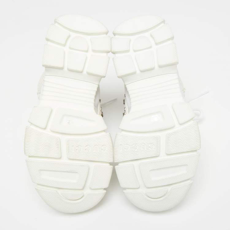 Pre Owned Gucci White Leather And Suede Flashtrek  High Top Sneakers Size 35