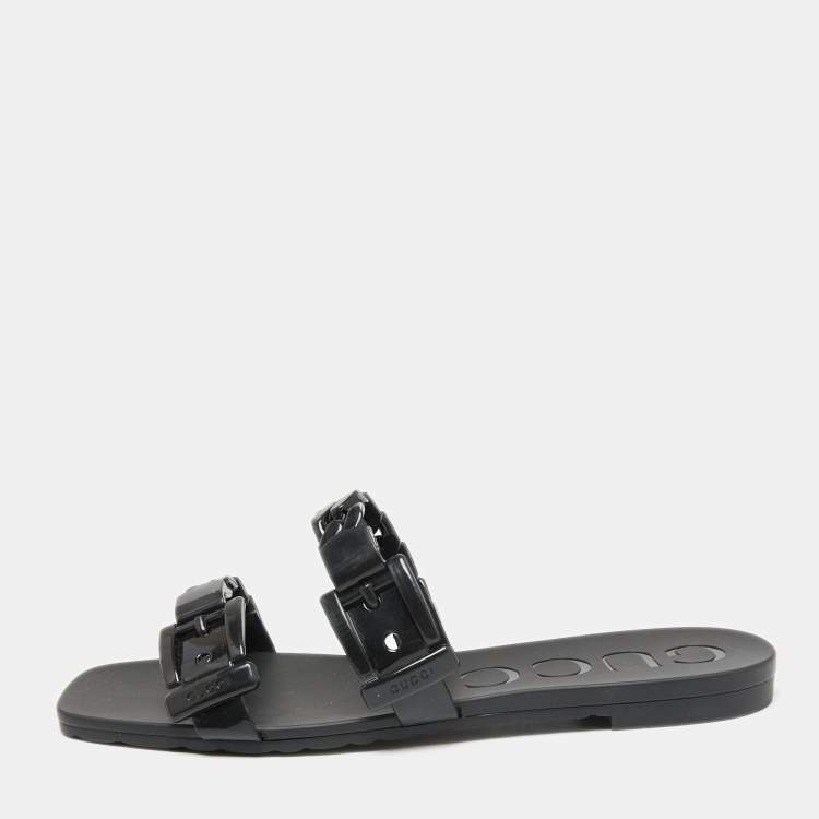 Gucci Black Rubber GG Platform Sandals Size 37 Gucci