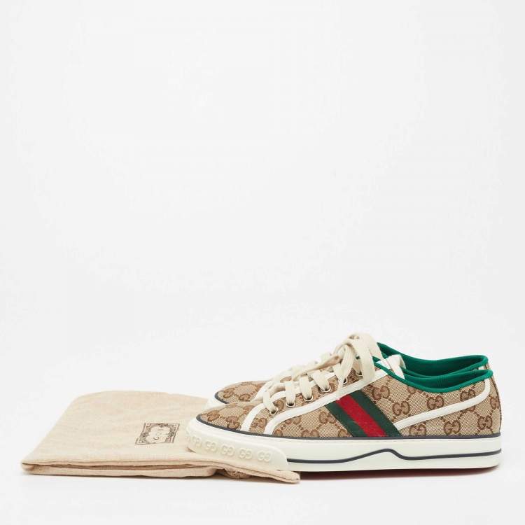 Pre Owned Gucci Beige/Brown GG Canvas Tennis 1977 Low-Top Sneakers Size 39