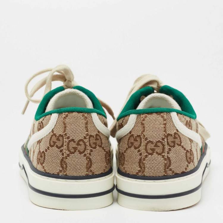 Pre Owned Gucci Beige/Brown GG Canvas Tennis 1977 Low-Top Sneakers Size 39