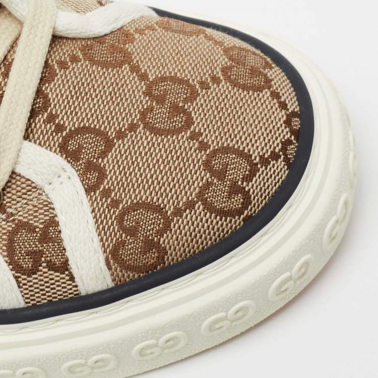 Pre Owned Gucci Beige/Brown GG Canvas Tennis 1977 Low-Top Sneakers Size 39