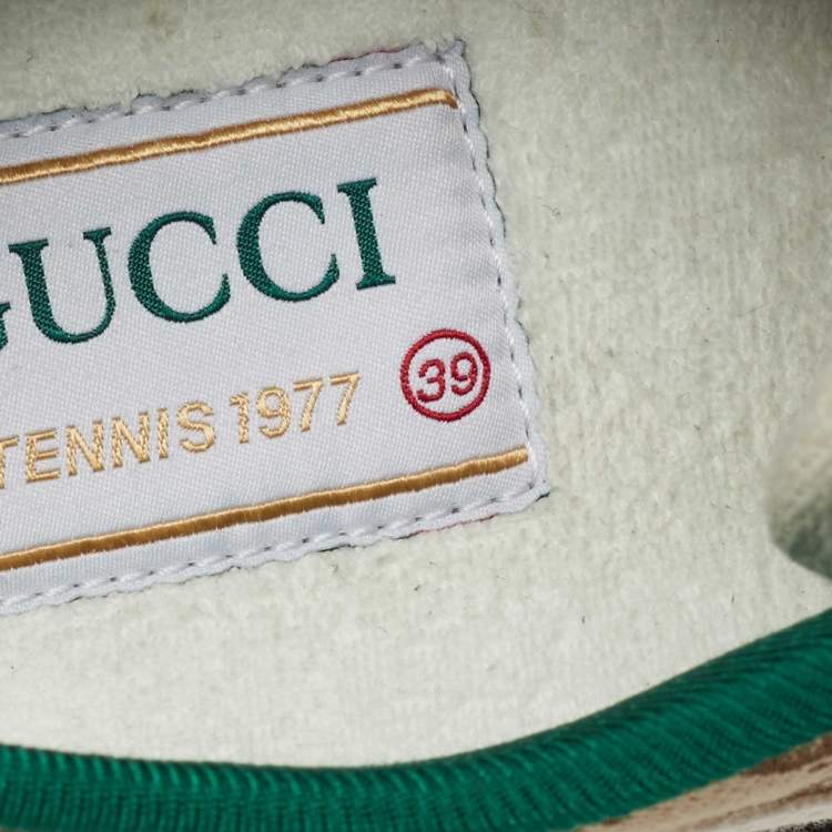 Pre Owned Gucci Beige/Brown GG Canvas Tennis 1977 Low-Top Sneakers Size 39
