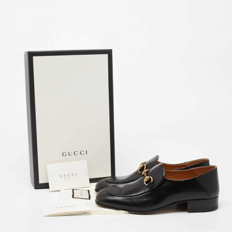 Pre Owned Gucci Black Leather Horsebit Foldable Slim Loafers Size 38