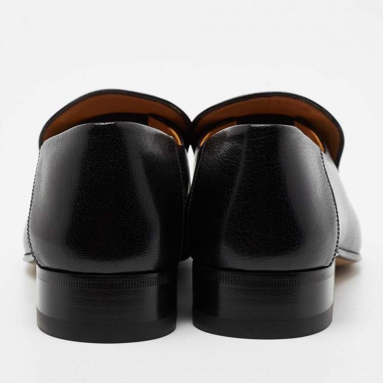 Pre Owned Gucci Black Leather Horsebit Foldable Slim Loafers Size 38