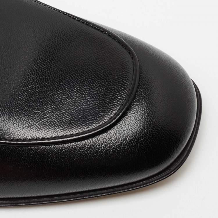 Pre Owned Gucci Black Leather Horsebit Foldable Slim Loafers Size 38