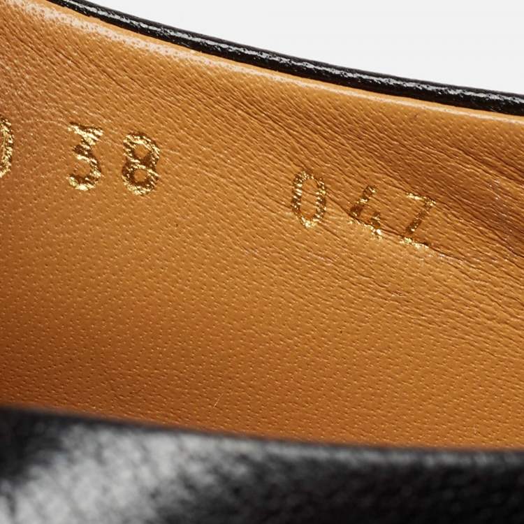 Pre Owned Gucci Black Leather Horsebit Foldable Slim Loafers Size 38