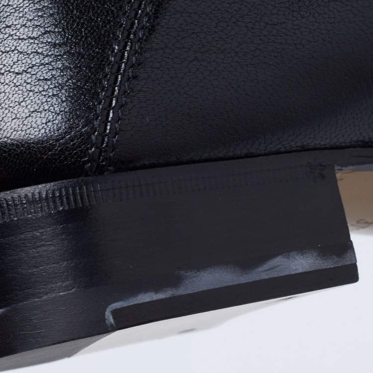 Pre Owned Gucci Black Leather Brixton Horsebit Slip On Loafers Size 37.5