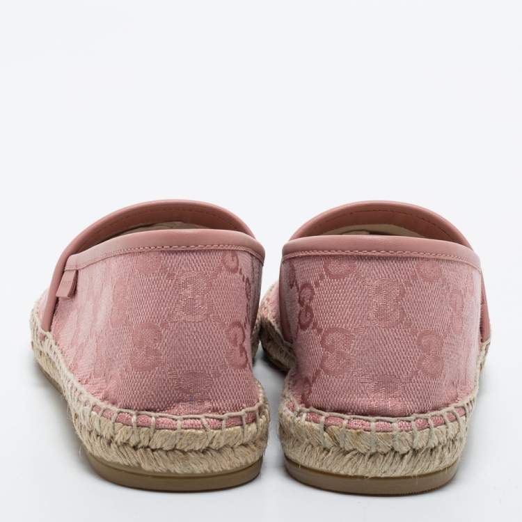 مملوكة مسبقًا Gucci Pink GG Canvas Espadrilles Flats Size 37