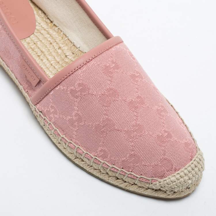 مملوكة مسبقًا Gucci Pink GG Canvas Espadrilles Flats Size 37