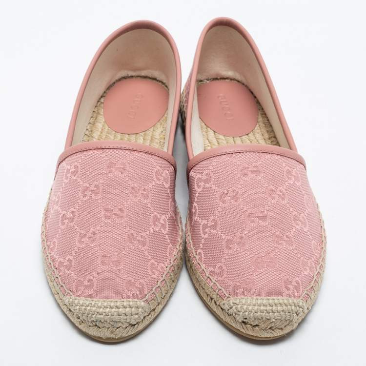 مملوكة مسبقًا Gucci Pink GG Canvas Espadrilles Flats Size 37