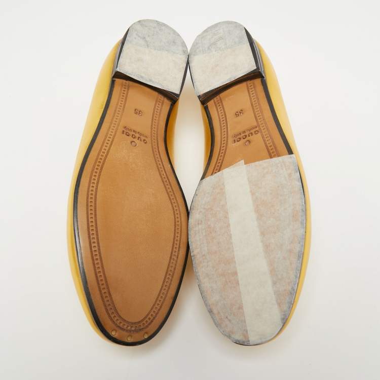 Pre Owned Gucci Gold Leather Hosrsebit Jordaan Loafers Size 35 
