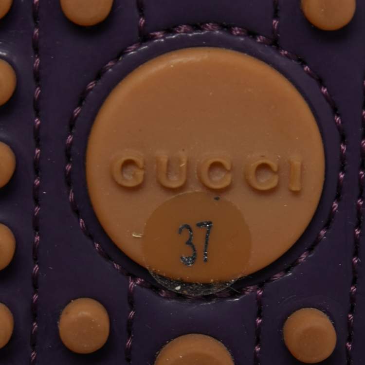Pre Owned Gucci Purple Patent Leather Horsebit Loafers Size 37