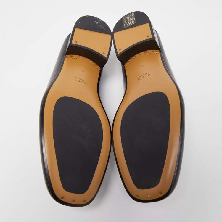 Pre Owned Gucci Black Leather Jordaan Loafers Size 40