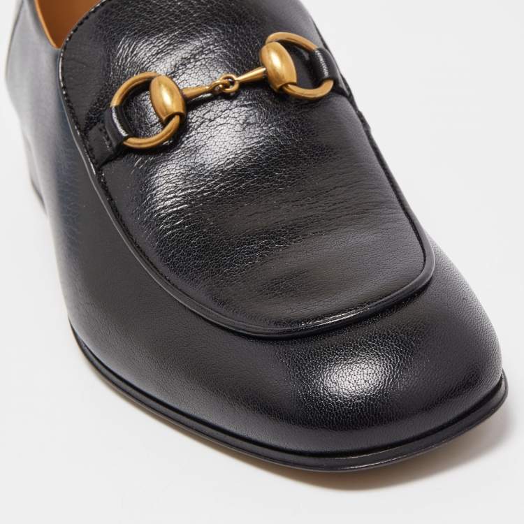 Pre Owned Gucci Black Leather Jordaan Loafers Size 40