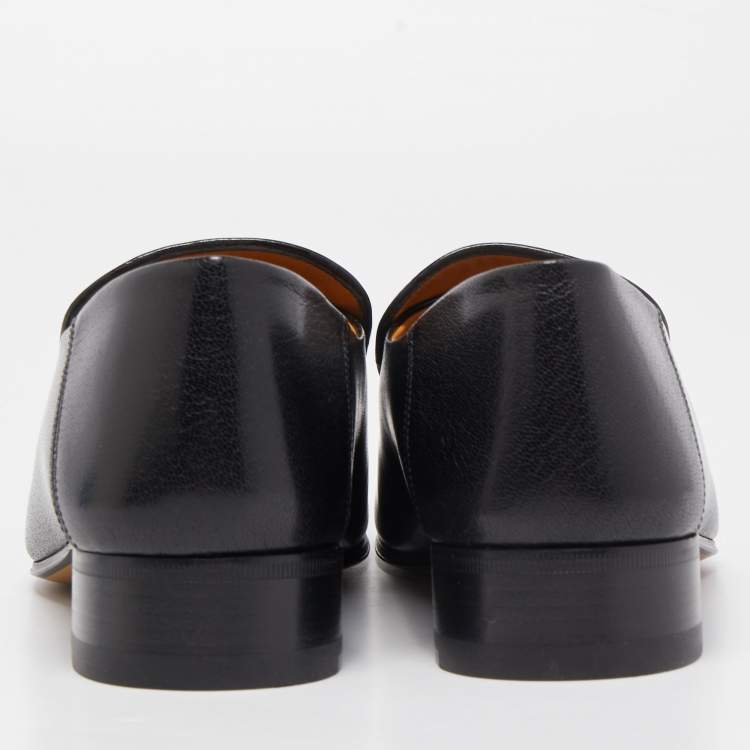 Pre Owned Gucci Black Leather Jordaan Loafers Size 40