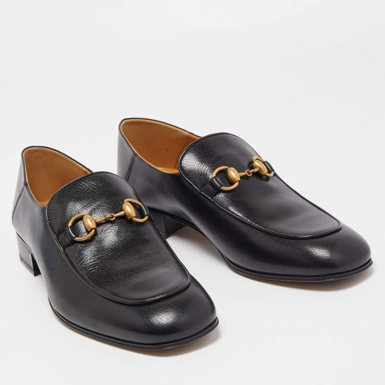 Pre Owned Gucci Black Leather Jordaan Loafers Size 40