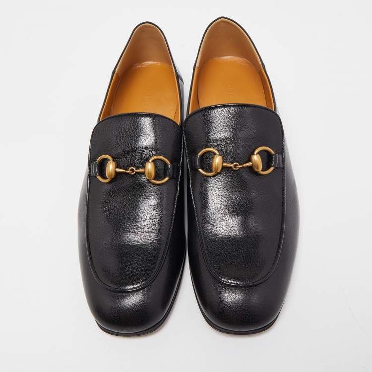 Pre Owned Gucci Black Leather Jordaan Loafers Size 40