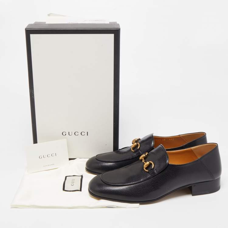 Pre Owned Gucci Black Leather Jordaan Loafers Size 40
