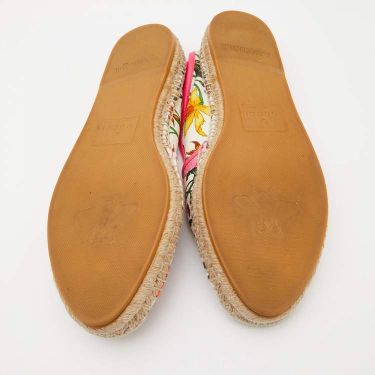 Pre Owned Gucci Multicolor Floral Print Canvas Espadrille Flats Size 41