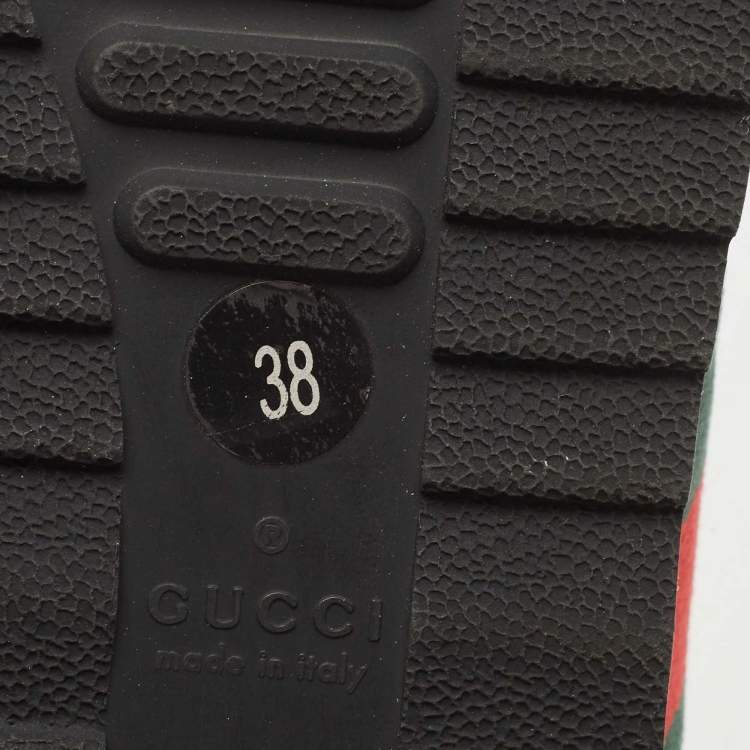 Pre Owned Gucci Black Guccissima Leather Web Low Top Sneakers Size 38