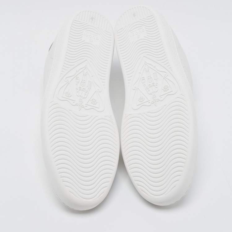 Pre Owned Gucci White Perforated Interlocking G Leather Ace Low Top Sneakers Size 38