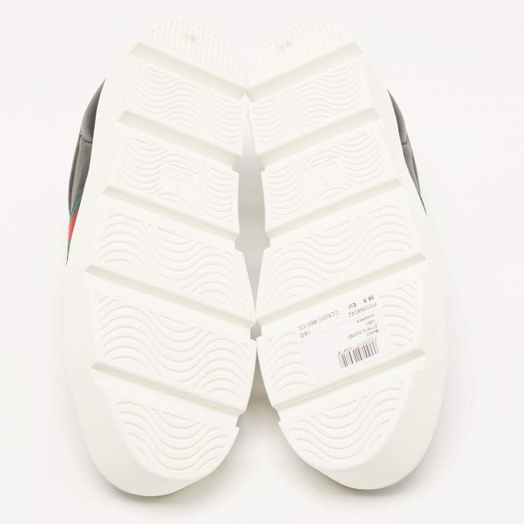 Pre Owned Gucci Black Leather Ace Lace Up Sneakers Size 38.5