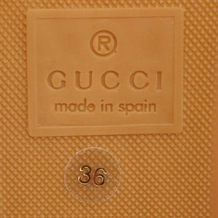 Pre Owned Gucci Beige/Black GG Supreme Canvas and Leather Bee Espadrilles Size 36