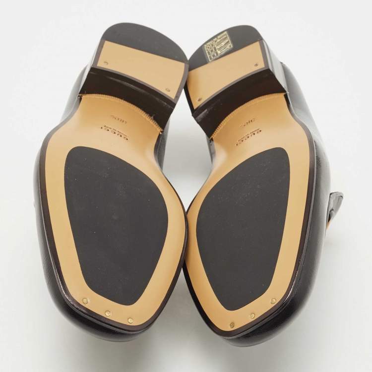 Pre Owned Gucci Black Leather Jordaan Slip On Loafers Size 38.5