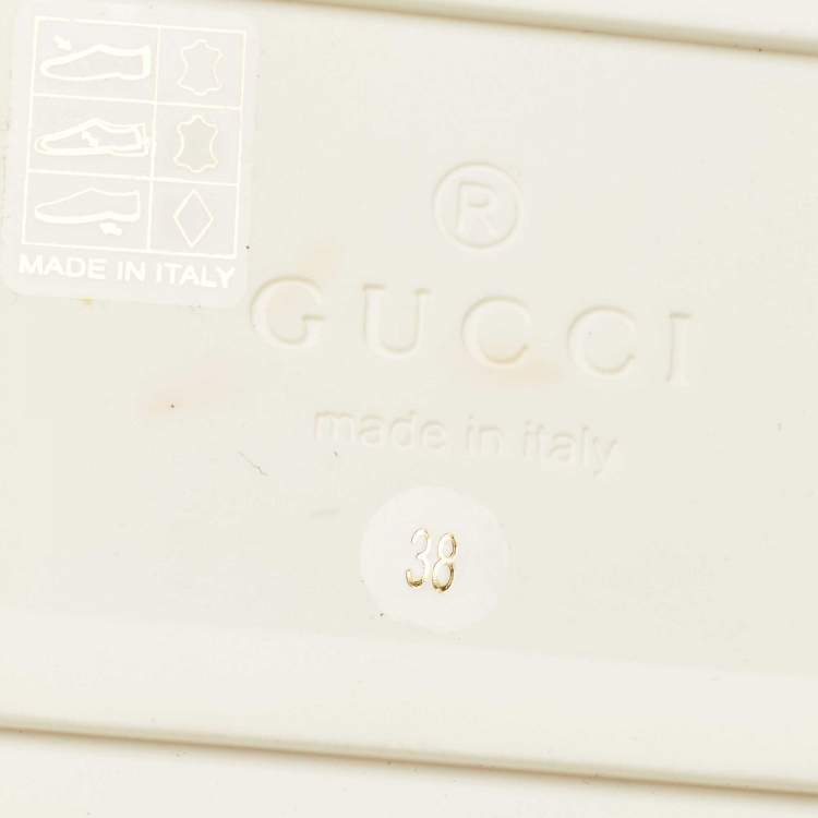 Pre Owned Gucci Beige Shearling Fur Interlocking G Slides Size 38