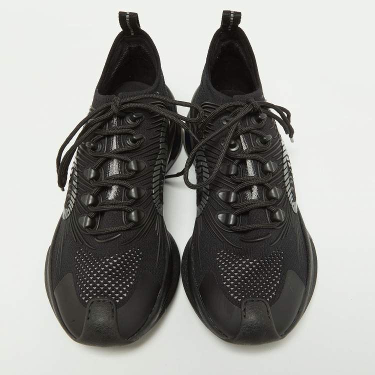 Pre Owned Gucci Black Knit Fabric Run Sneakers Size 39.5