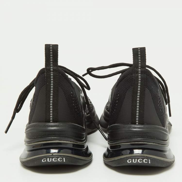 Pre Owned Gucci Black Knit Fabric Run Sneakers Size 39.5