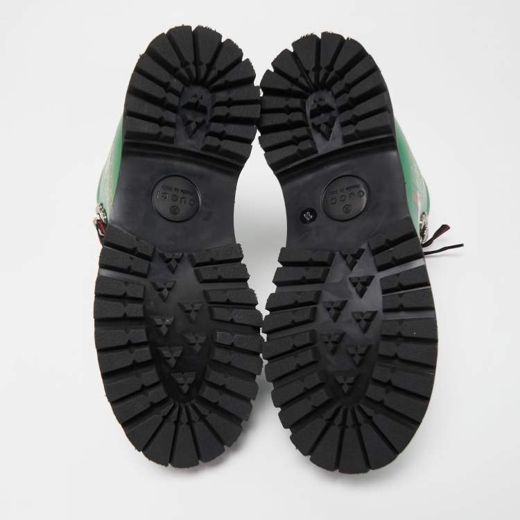 Pre Owned Gucci X The North Face Green Leather  Lace-up Boots Size 38
