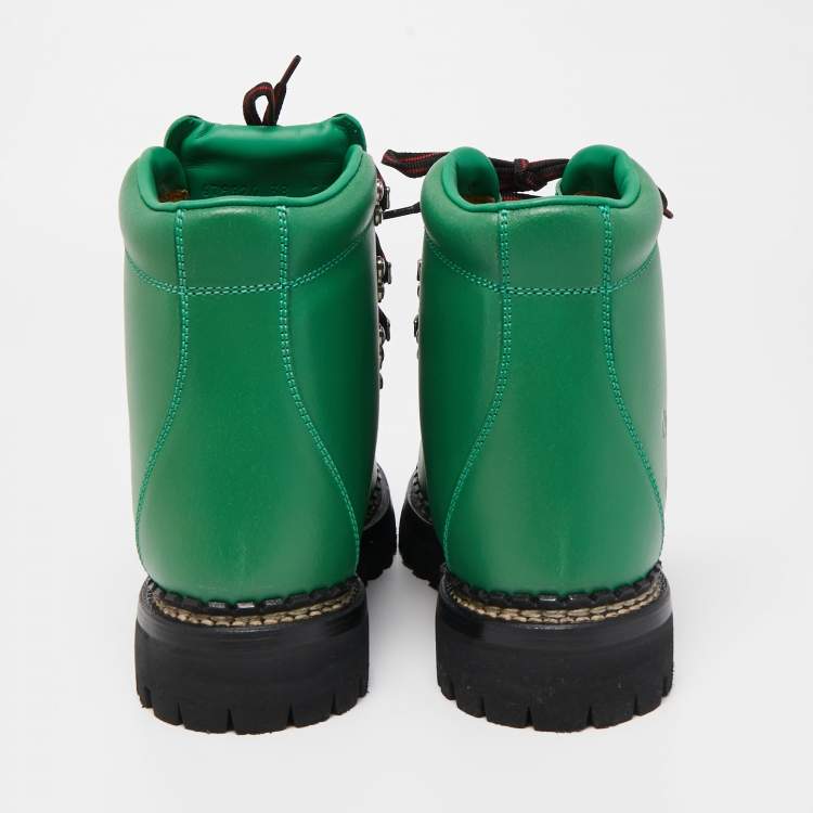 Pre Owned Gucci X The North Face Green Leather  Lace-up Boots Size 38