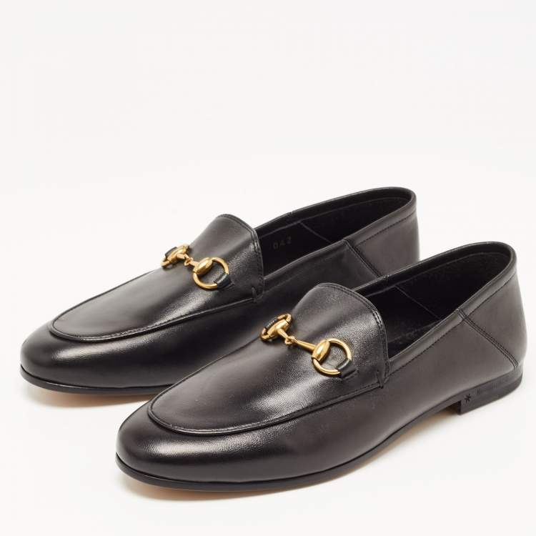 Pre Owned Gucci Black Leather Jordaan Slip On Loafers Size 36