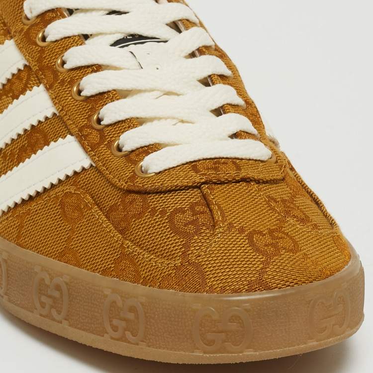 Pre Owned Gucci X Adidas Brown GG Canvas Gazelle Sneakers Size 38