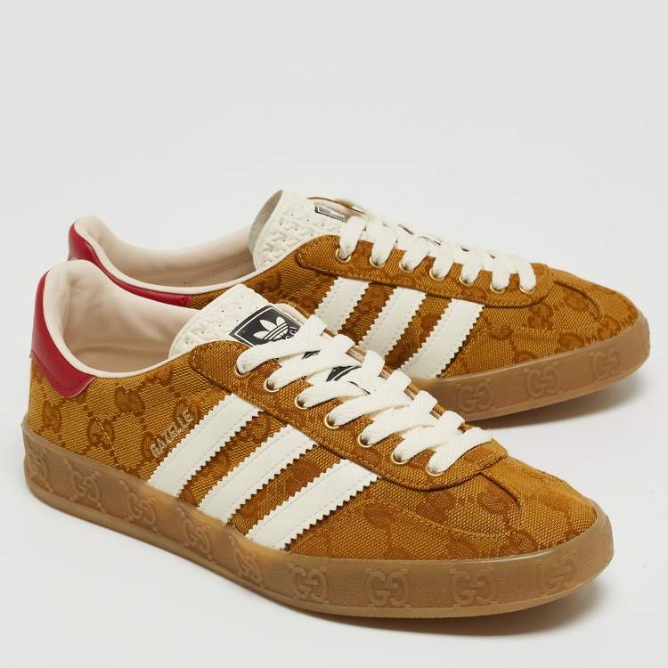 Pre Owned Gucci X Adidas Brown GG Canvas Gazelle Sneakers Size 38