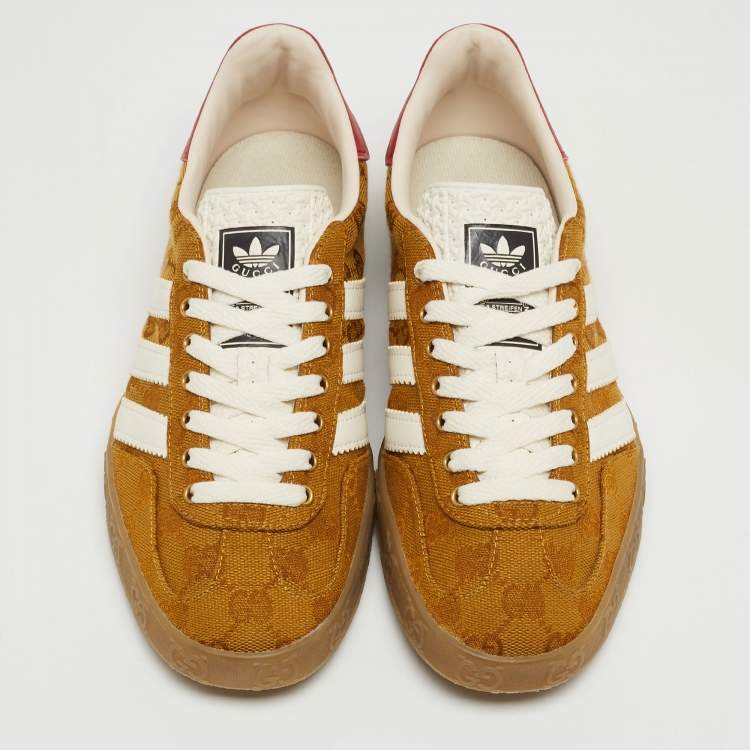 Pre Owned Gucci X Adidas Brown GG Canvas Gazelle Sneakers Size 38