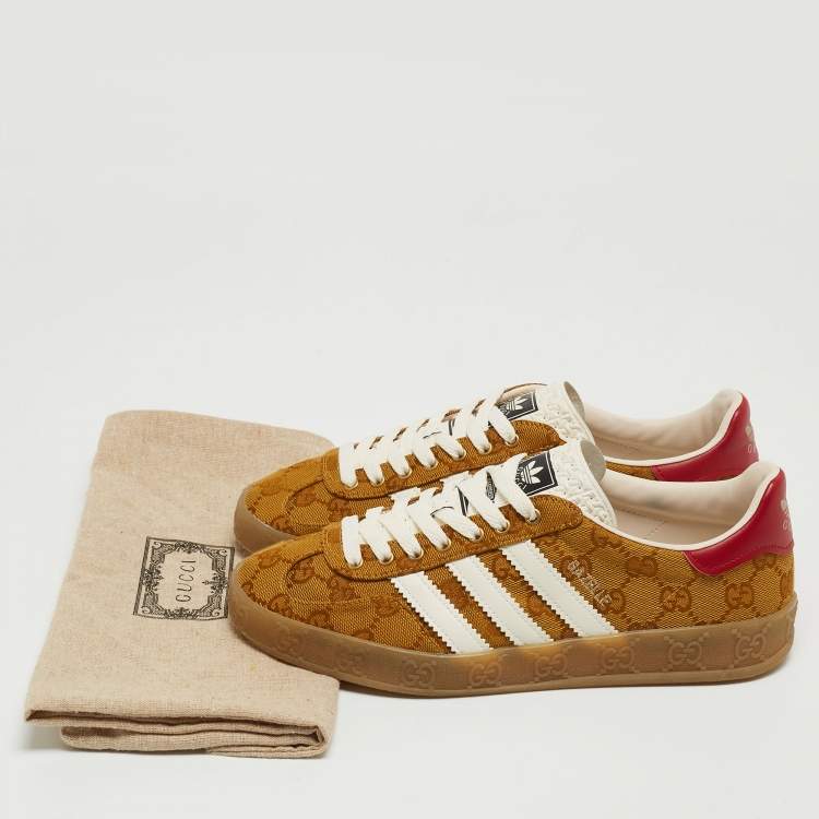Pre Owned Gucci X Adidas Brown GG Canvas Gazelle Sneakers Size 38
