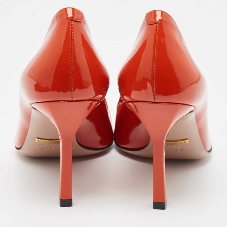 مملوكة مسبقًا Gucci Orange Patent Leather Jolene Pumps Size 37.5