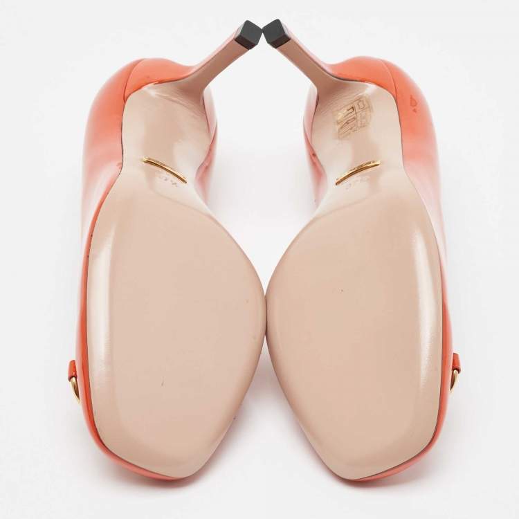 مملوكة مسبقًا Gucci Orange Patent Leather Jolene Pumps Size 37.5