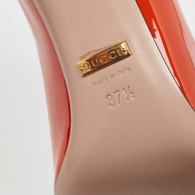 مملوكة مسبقًا Gucci Orange Patent Leather Jolene Pumps Size 37.5