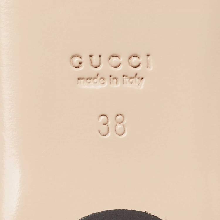 Pre Owned Gucci Gold Scalloped Leather Faux Pearl Embellished Thong Flat Sandals Size 38