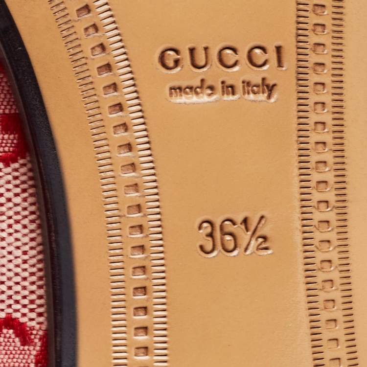 Pre Owned Gucci Red GG Canvas Jordaan Horsebit Loafers Size 36.5