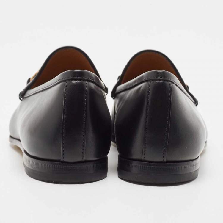 Pre Owned Gucci Black Leather Jordaan Loafers Size 36.5