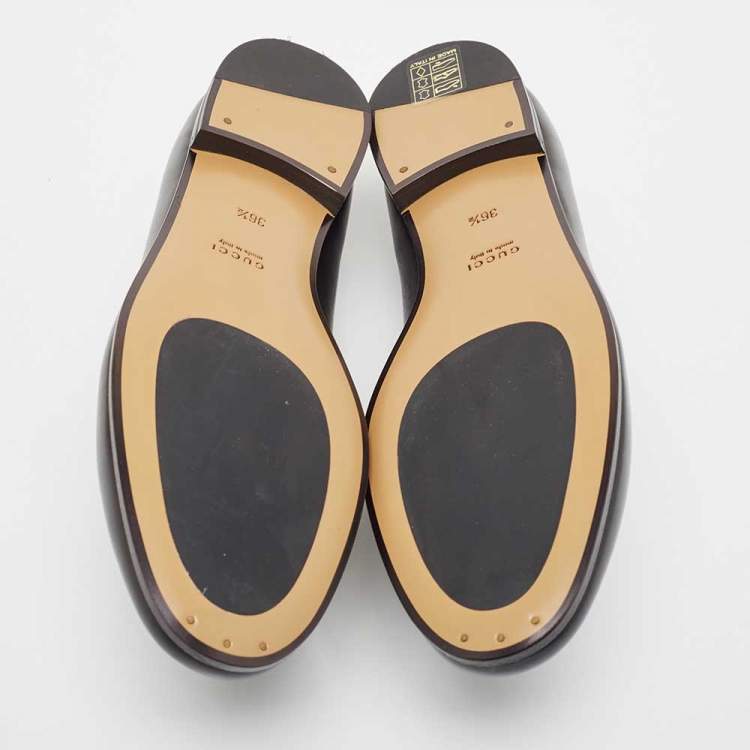 Pre Owned Gucci Black Leather Jordaan Loafers Size 36.5