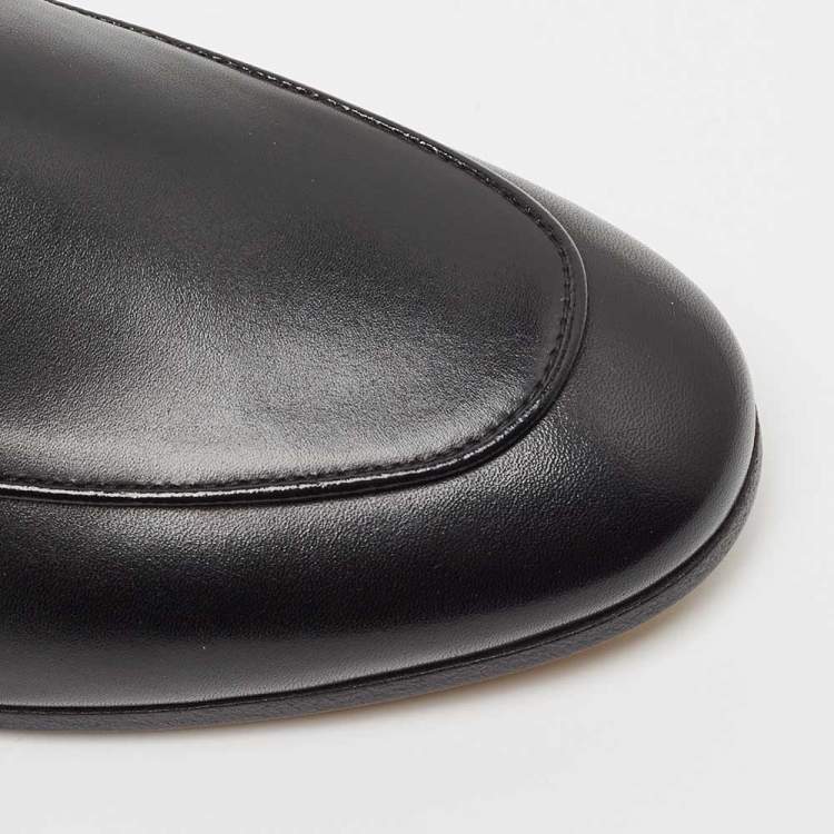 Pre Owned Gucci Black Leather Jordaan Loafers Size 36.5