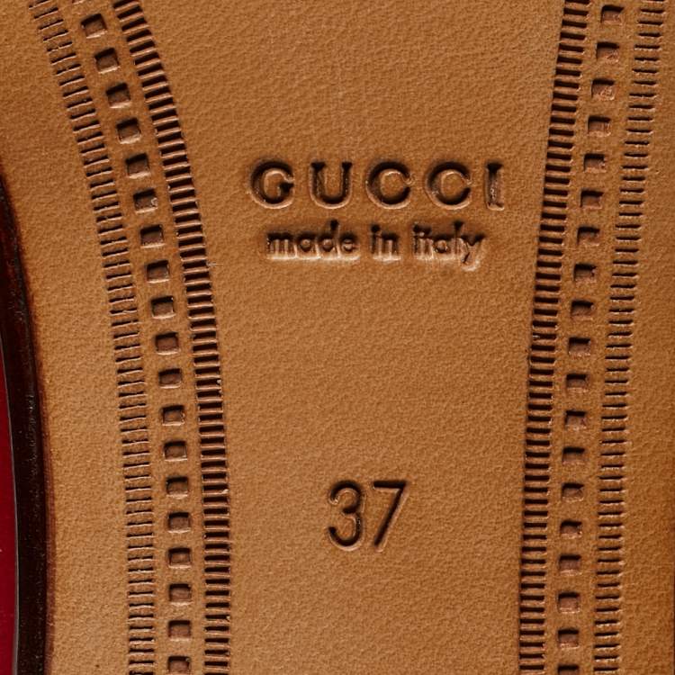 Pre Owned Gucci Red Leather Foldable  Horsebit Loafers Size 37